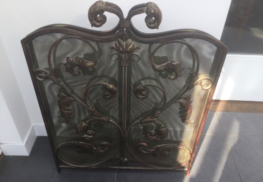 Vintage country house folding fire guard c1930 View XII