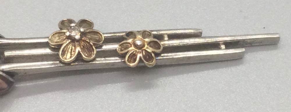 Art Nouveau silver, gold, diamond, enamel pendant necklace c1900 View VII