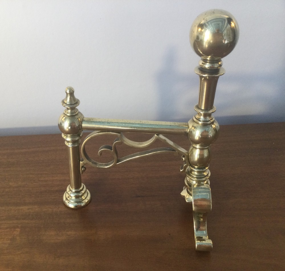 Victorian pair brass fire tool stands c1860 View V