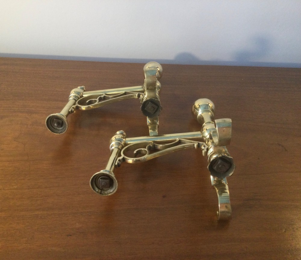 Victorian pair brass fire tool stands c1860 View VI