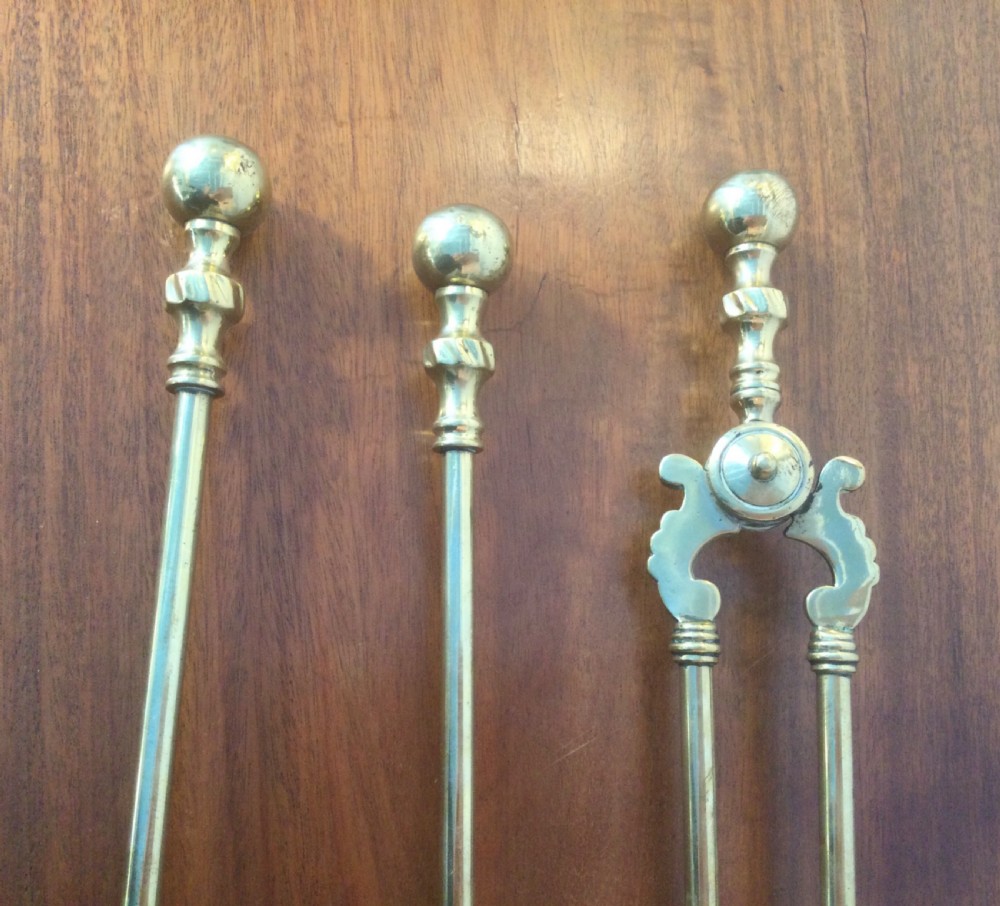 Victorian set brass fireirons fire tools c1860 View III