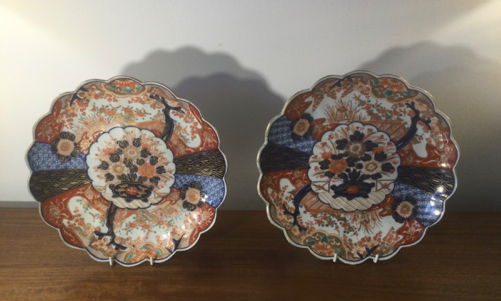 Pair 19thC Imari chargers plates c1880
