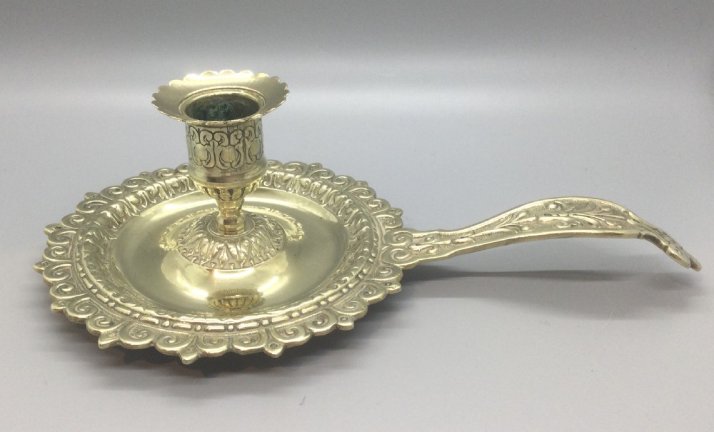 Late 19thC French brass candle holder c1880