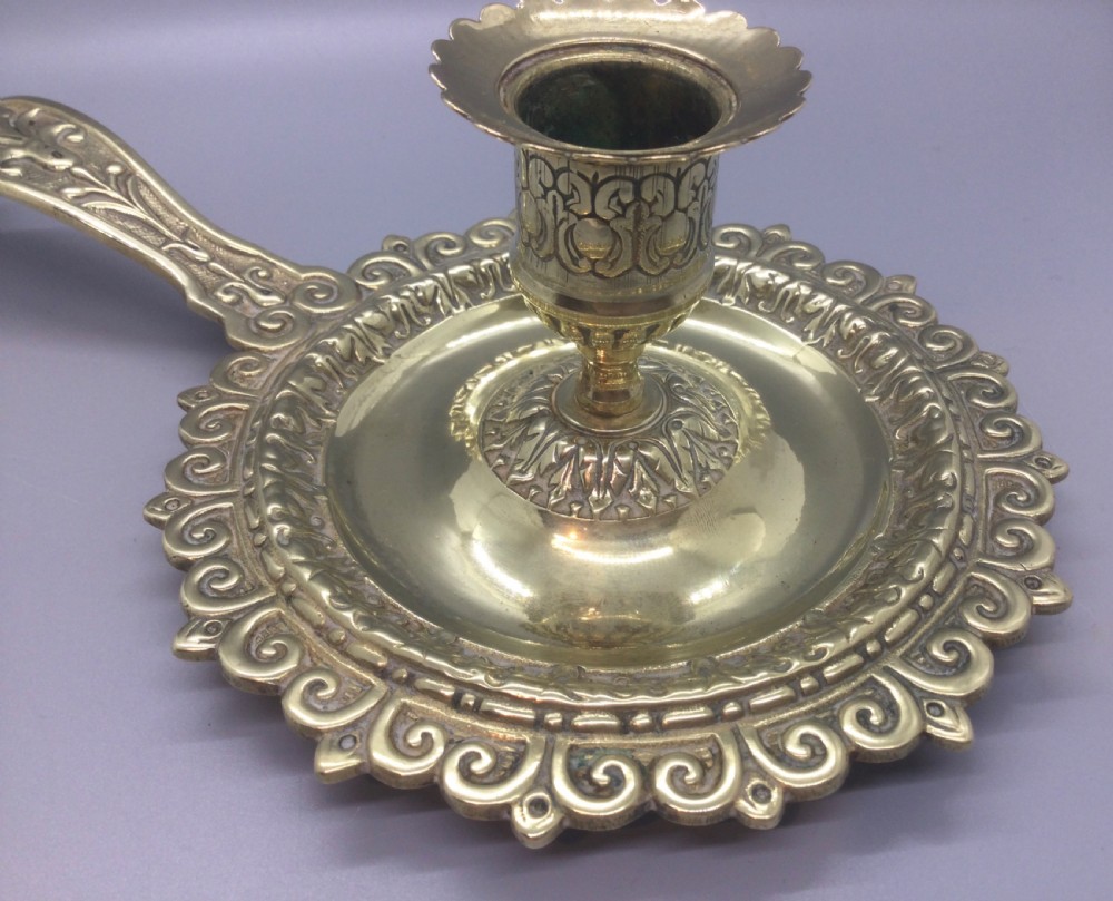 Late 19thC French brass candle holder c1880 View VI