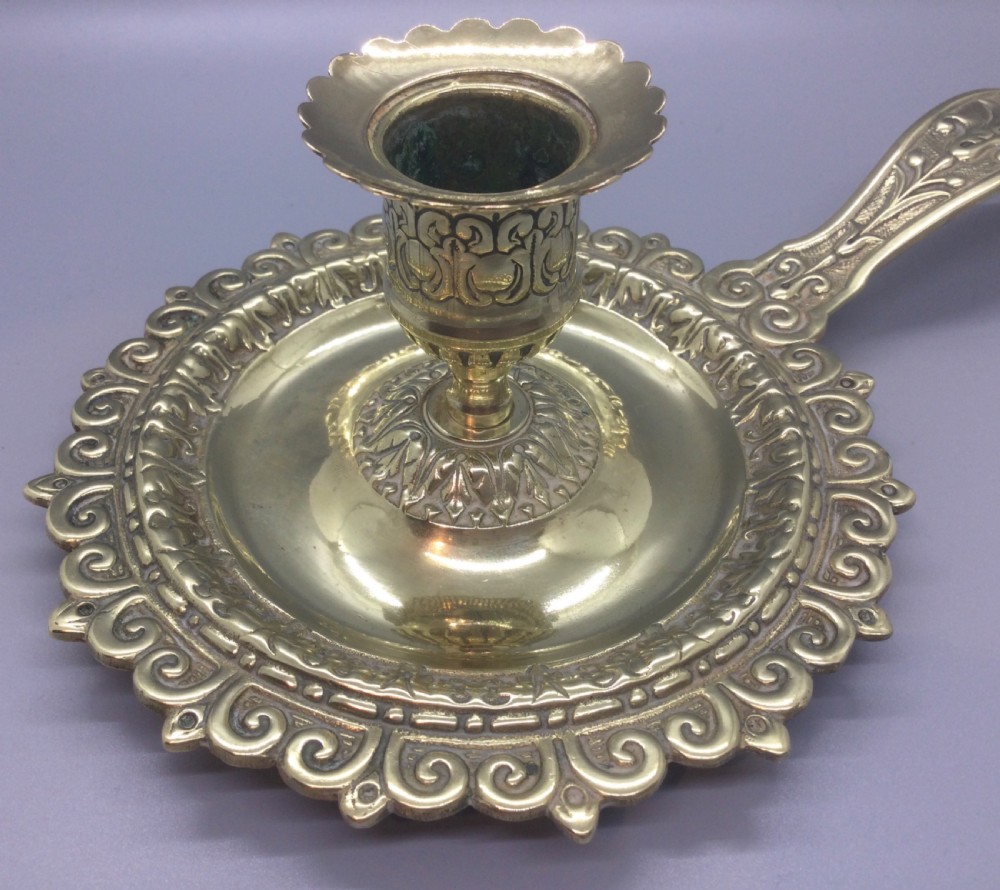 Late 19thC French brass candle holder c1880 View VIII