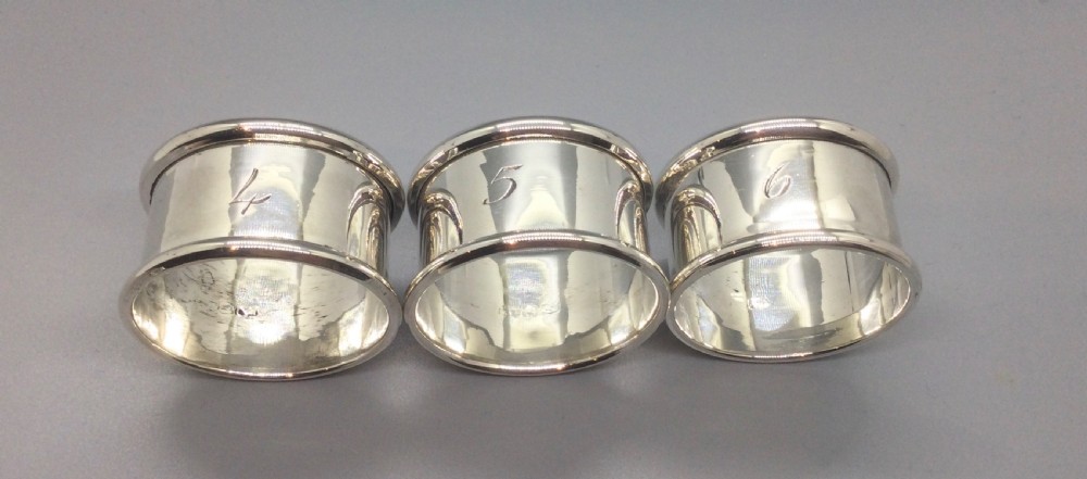 Edwardian set 6 silver napkin rings Chester 1905 View VI