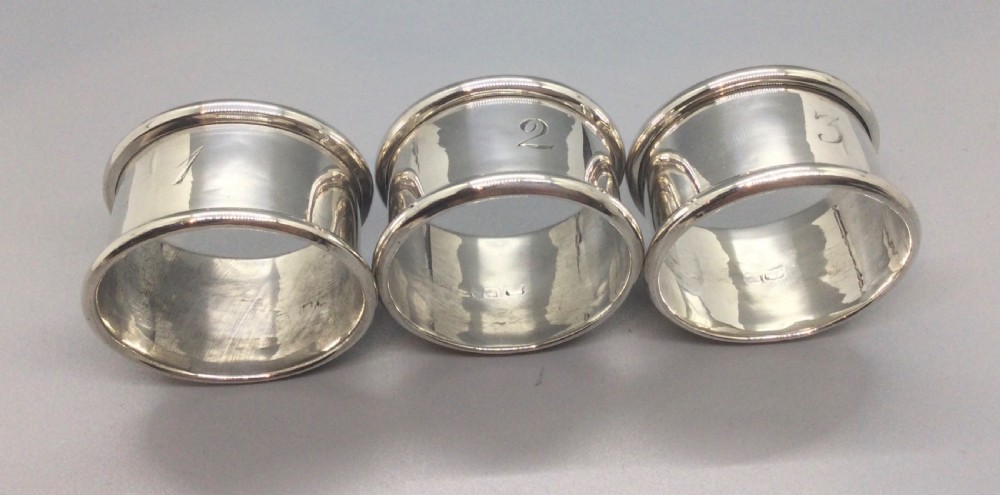 Edwardian set 6 silver napkin rings Chester 1905 View VII