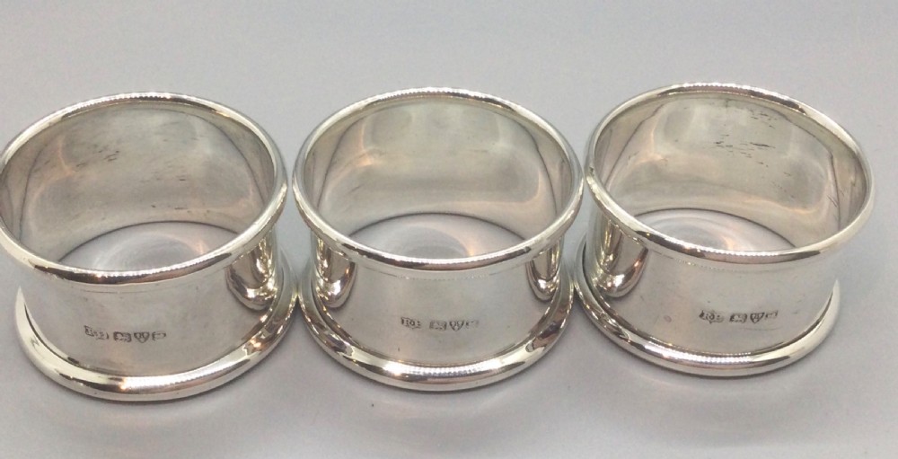 Edwardian set 6 silver napkin rings Chester 1905 View VIII