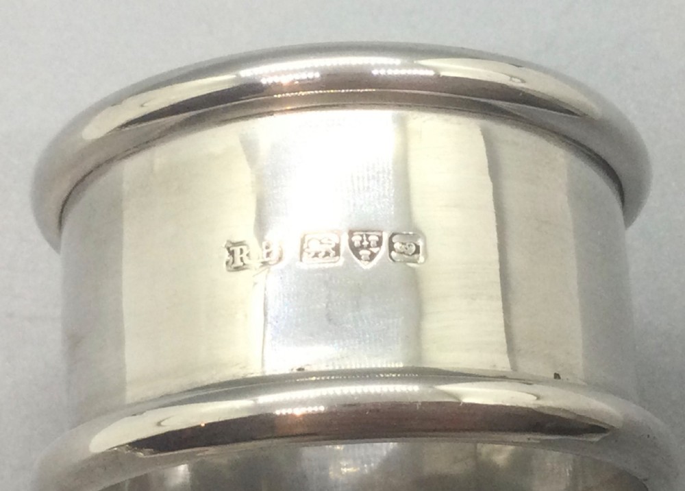 Edwardian set 6 silver napkin rings Chester 1905 View X