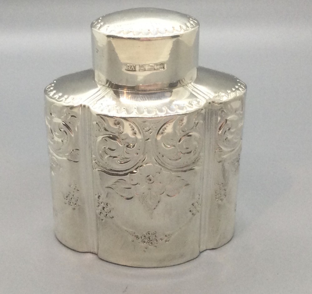Edwardian silver tea caddy canister Sheffield 1904
