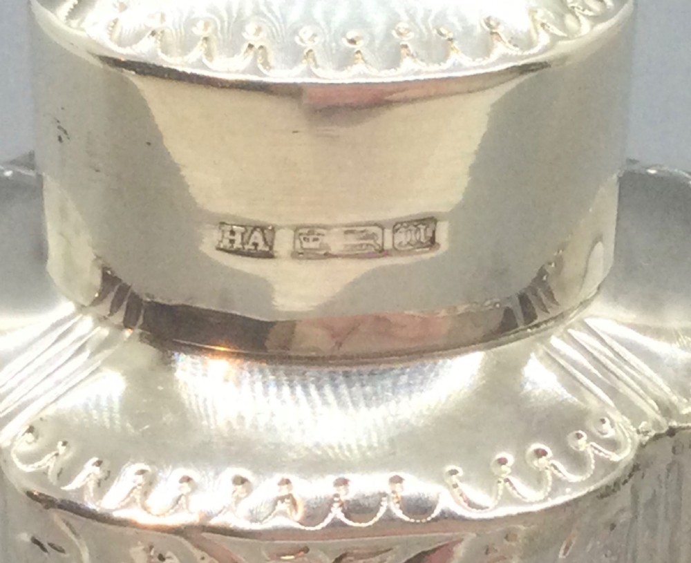 Edwardian silver tea caddy canister Sheffield 1904 View IV