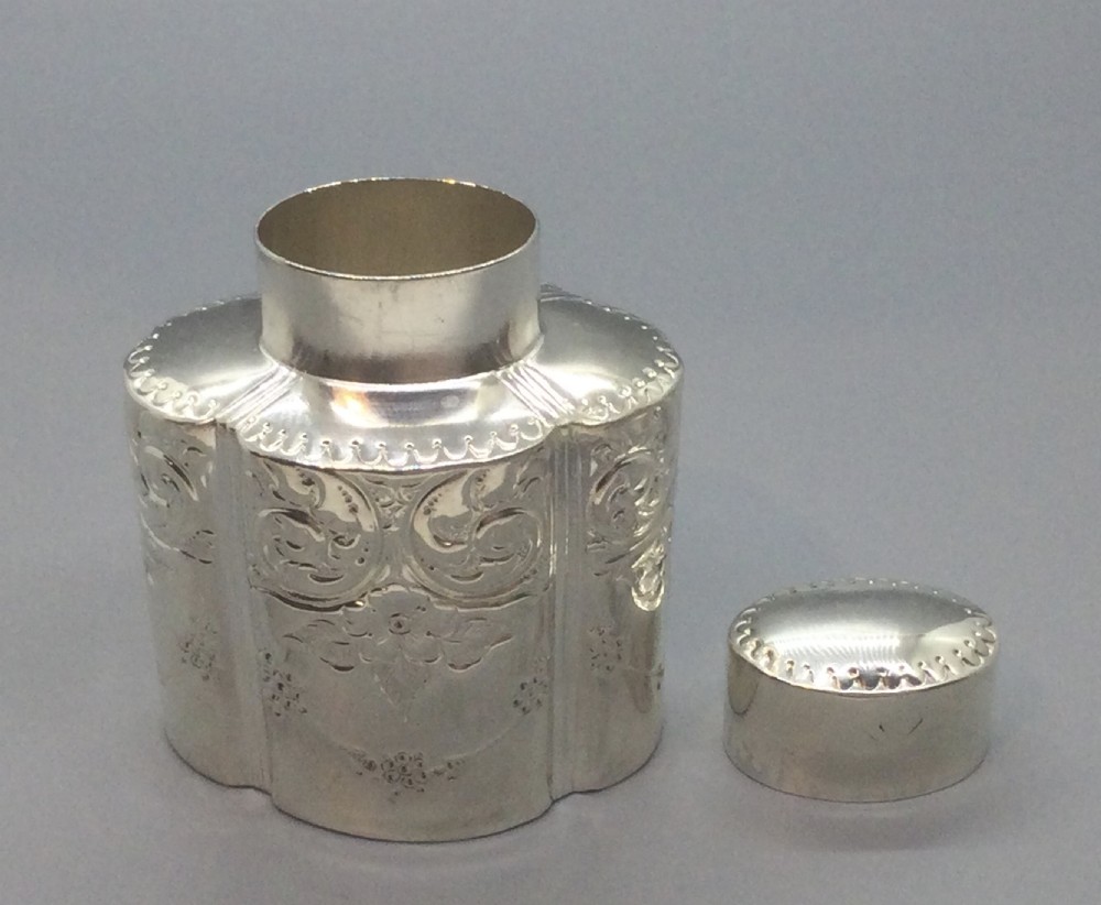 Edwardian silver tea caddy canister Sheffield 1904 View VII