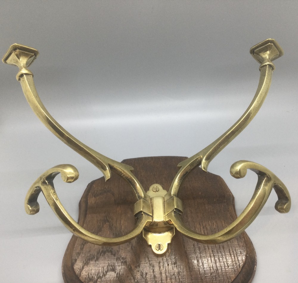Victorian mounted brass coat hooks c1880 View IV