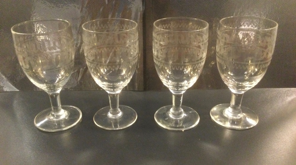 Set 12 French vintage wine glasses c1920 View II