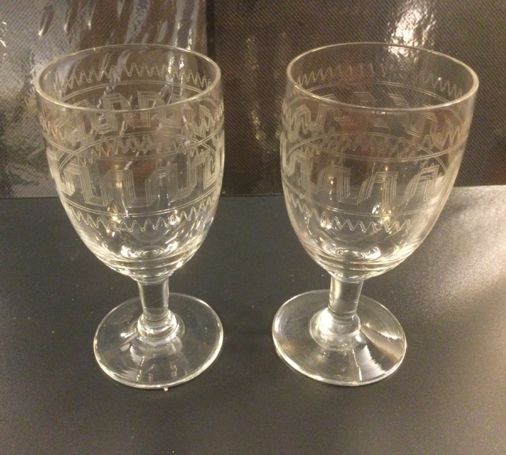 Set 12 French vintage wine glasses c1920 View III