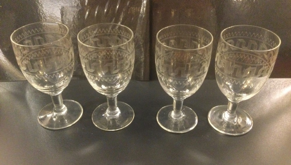 Set 12 French vintage wine glasses c1920 View VII