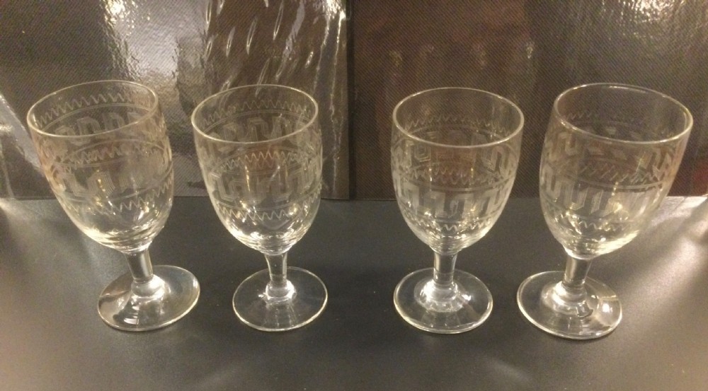Set 12 French vintage wine glasses c1920 View VIII