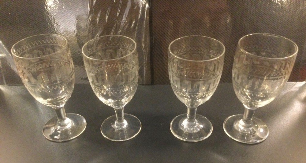 Set 12 French vintage wine glasses c1920 View IX