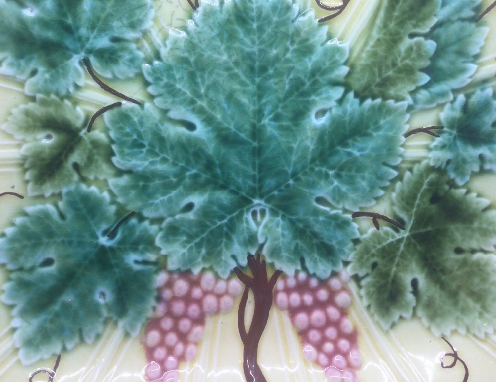 Antique French Sarreguemines majolica dish c1900 View XI