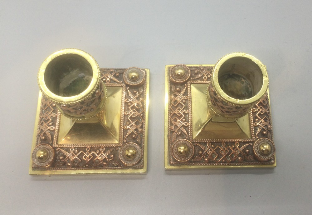 Victorian aesthetic brass copper candlestick c1870 View II