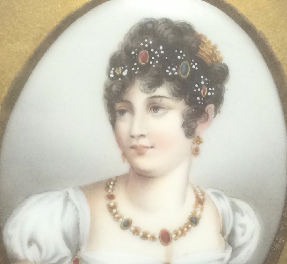 19thc porcelain miniature portrait c1850 View IV