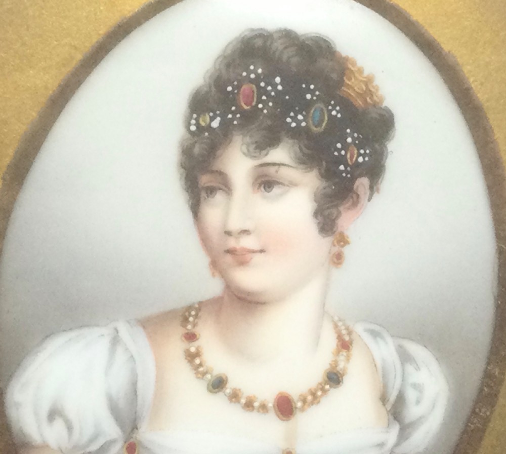 19thc porcelain miniature portrait c1850 View V