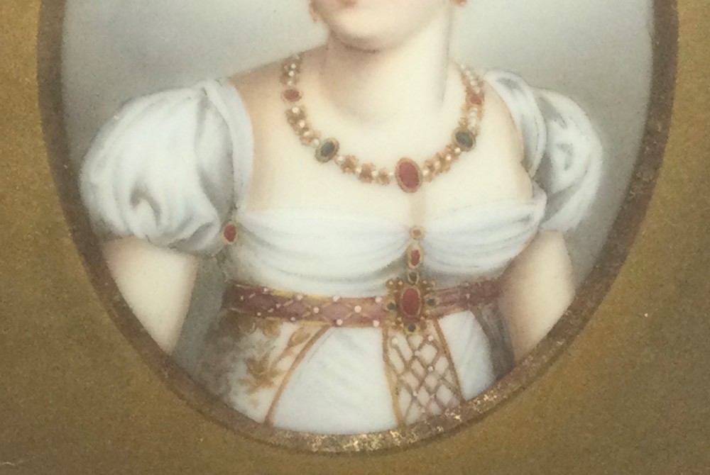 19thc porcelain miniature portrait c1850 View VI
