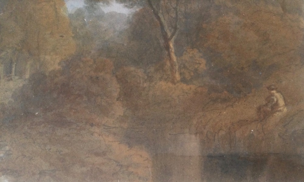 Pair of mid-19th century Victorian landscape watercolour paintings in gold leaf gilt frames depicting rural country roads. View VIII