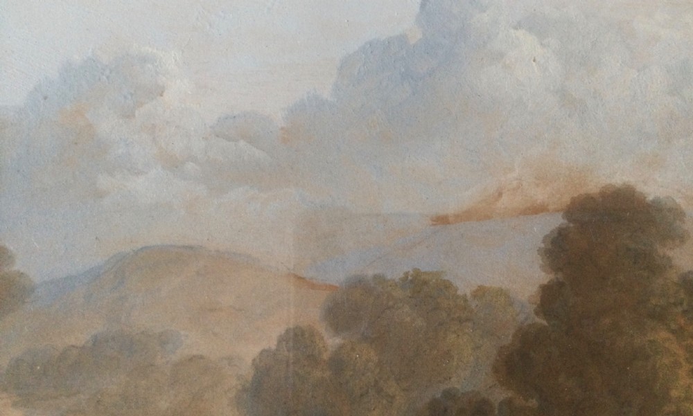 Pair of mid-19th century Victorian landscape watercolour paintings in gold leaf gilt frames depicting rural country roads. View XX