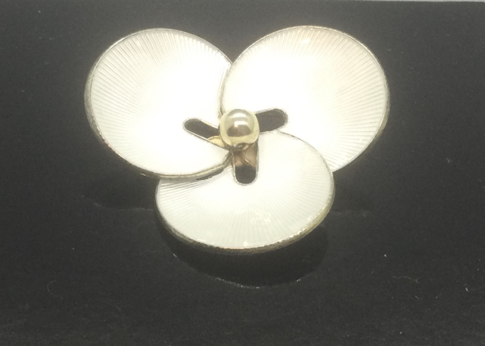 Vintage Norwegian silver gilt enamel brooch c1950