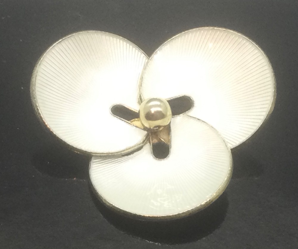 Vintage Norwegian silver gilt enamel brooch c1950 View V