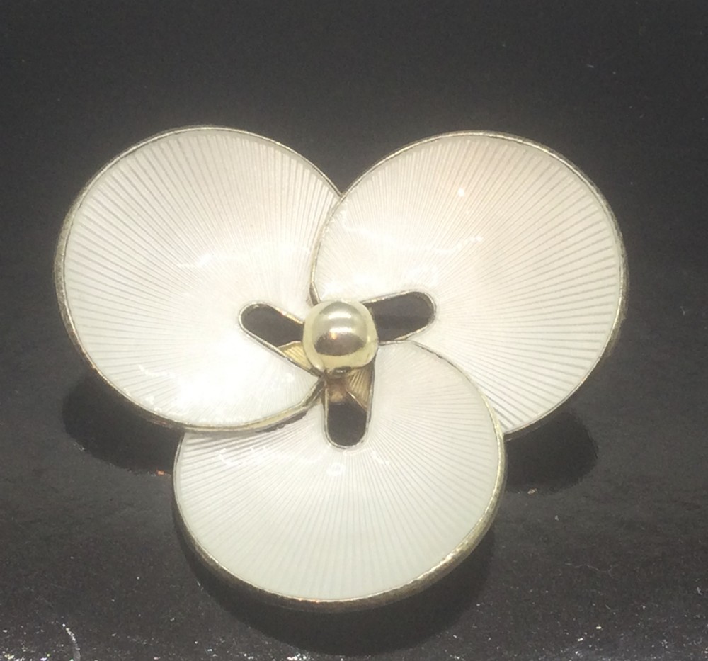Vintage Norwegian silver gilt enamel brooch c1950 View VI