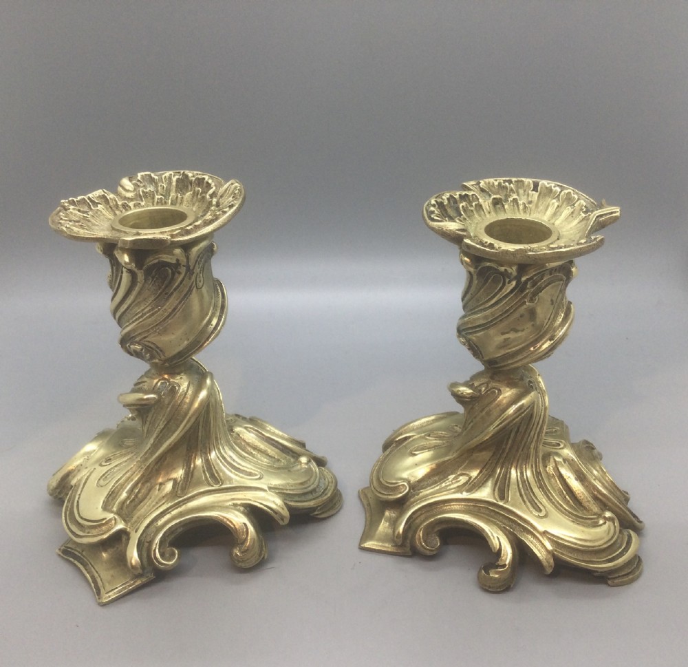 Louis XVI style pair French bronze candlesticks c1850

