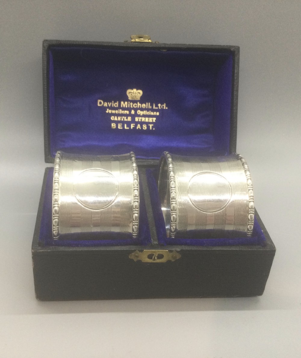 George V pair silver napkin rings Birmingham 1912