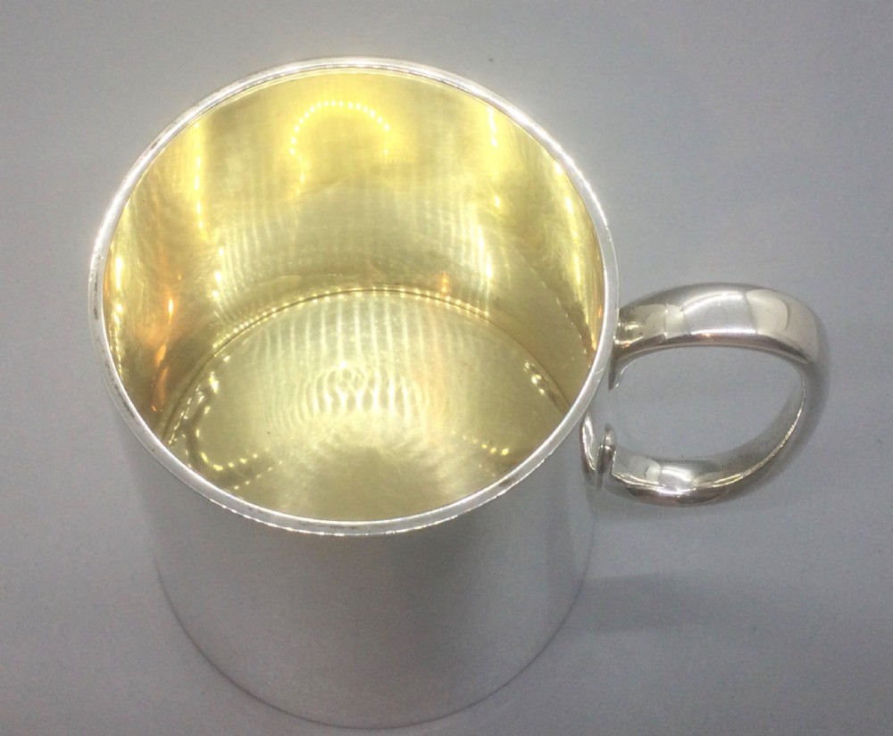 George V silver half pint tankard christening mug Birmingham 1929 View VI