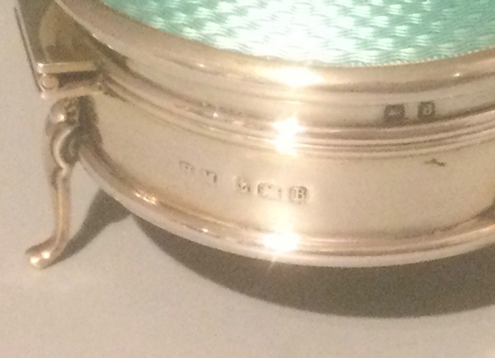 George V silver enamel jewellery box Birmingham 1926 View VI
