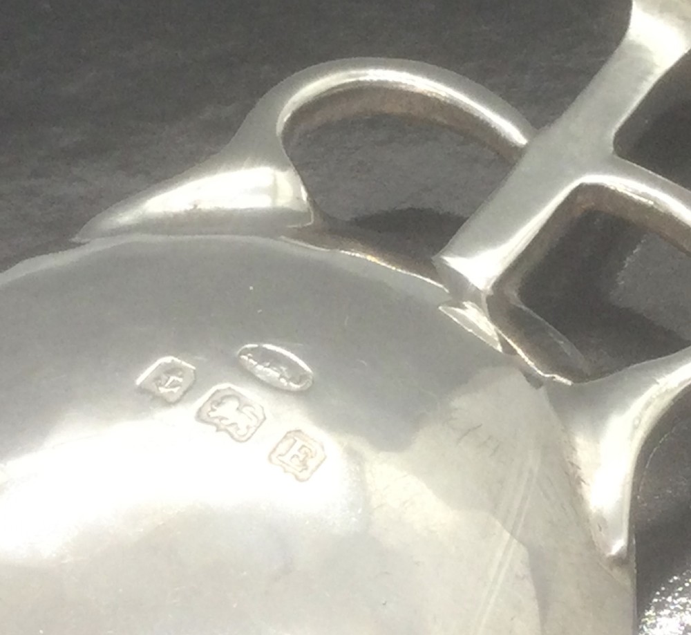 Arts & Crafts style silver caddy spoon by AE Jones 1929 View III