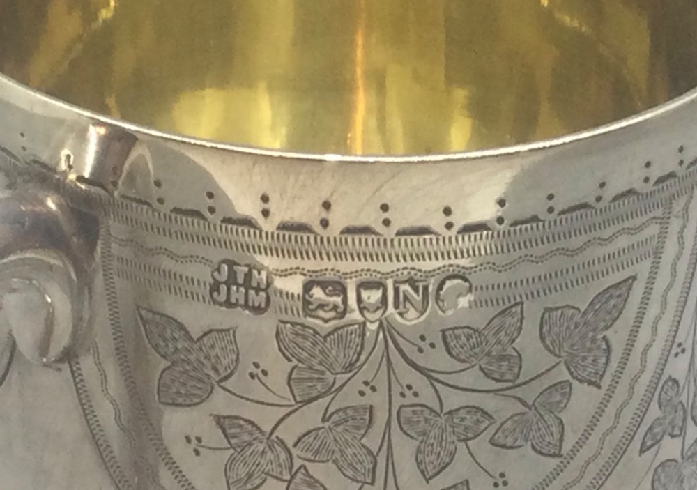 Victorian silver christening mug tankard London 1888 View V