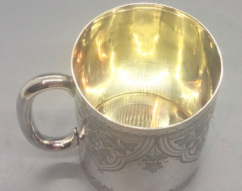 Victorian silver christening mug tankard London 1888 View VI