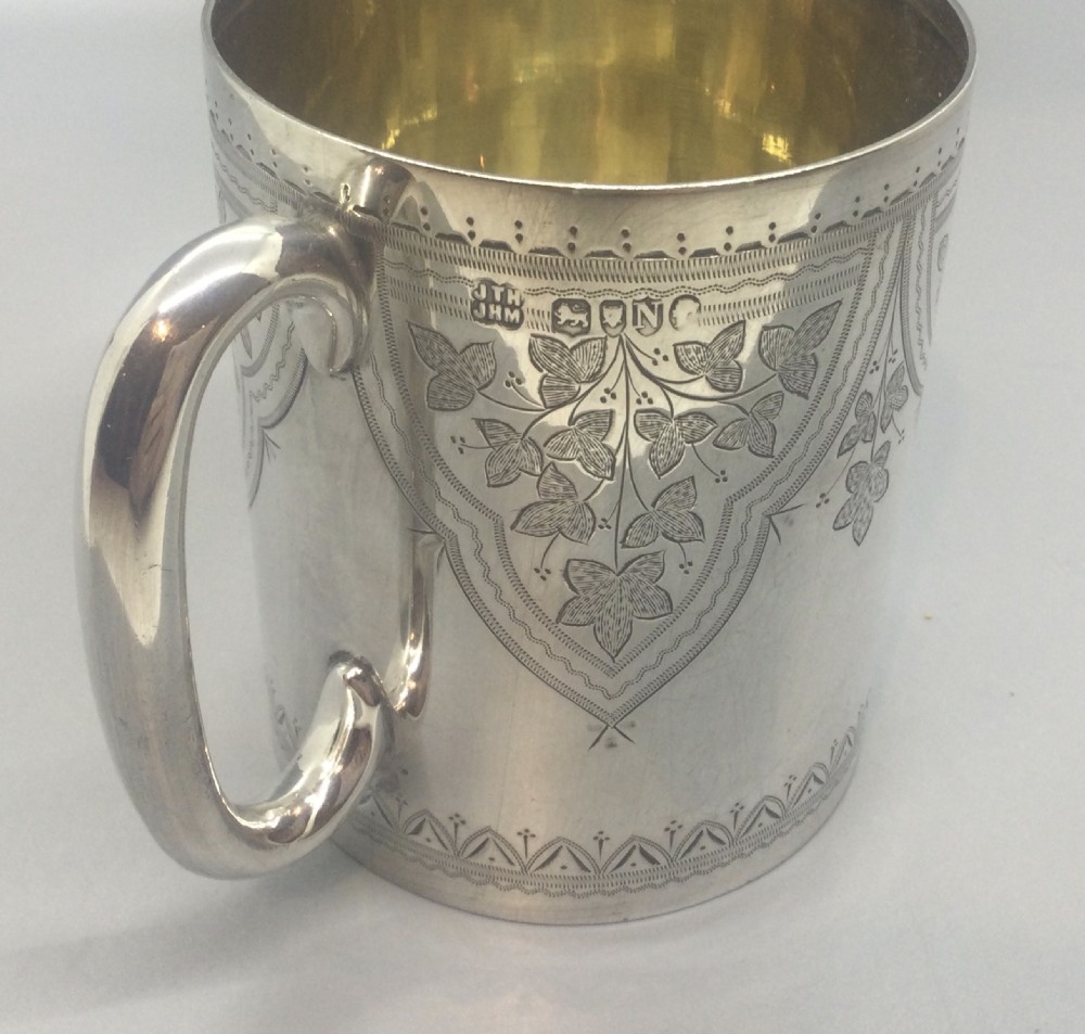 Victorian silver christening mug tankard London 1888 View VIII