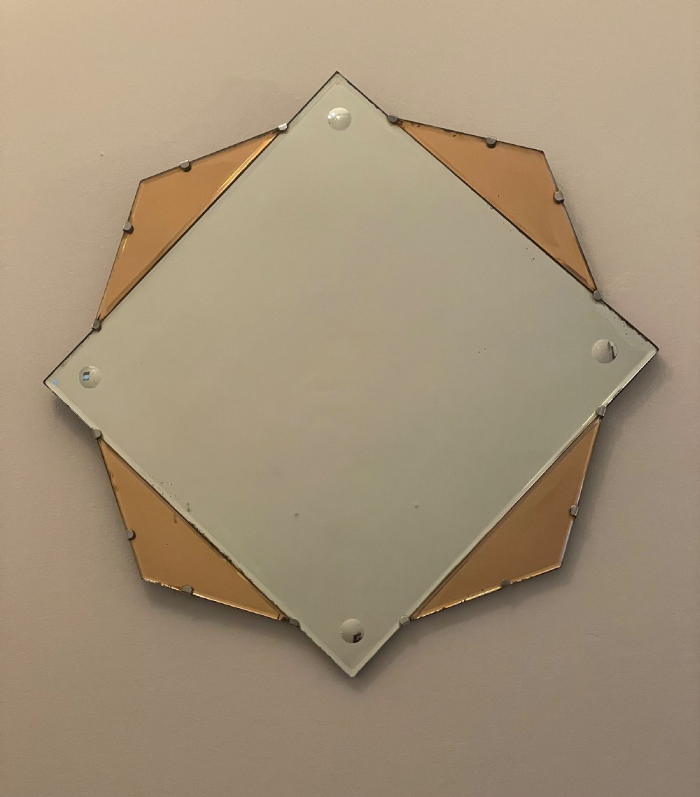 Deco era bi-colour paneled mirror c1930 View IV