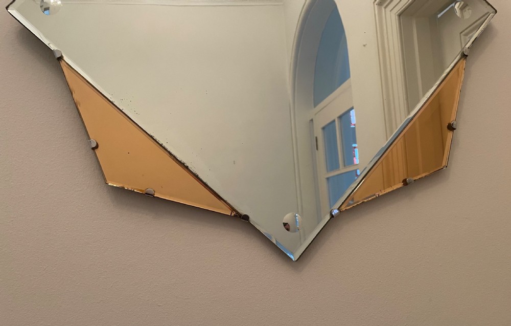 Deco era bi-colour paneled mirror c1930 View IX