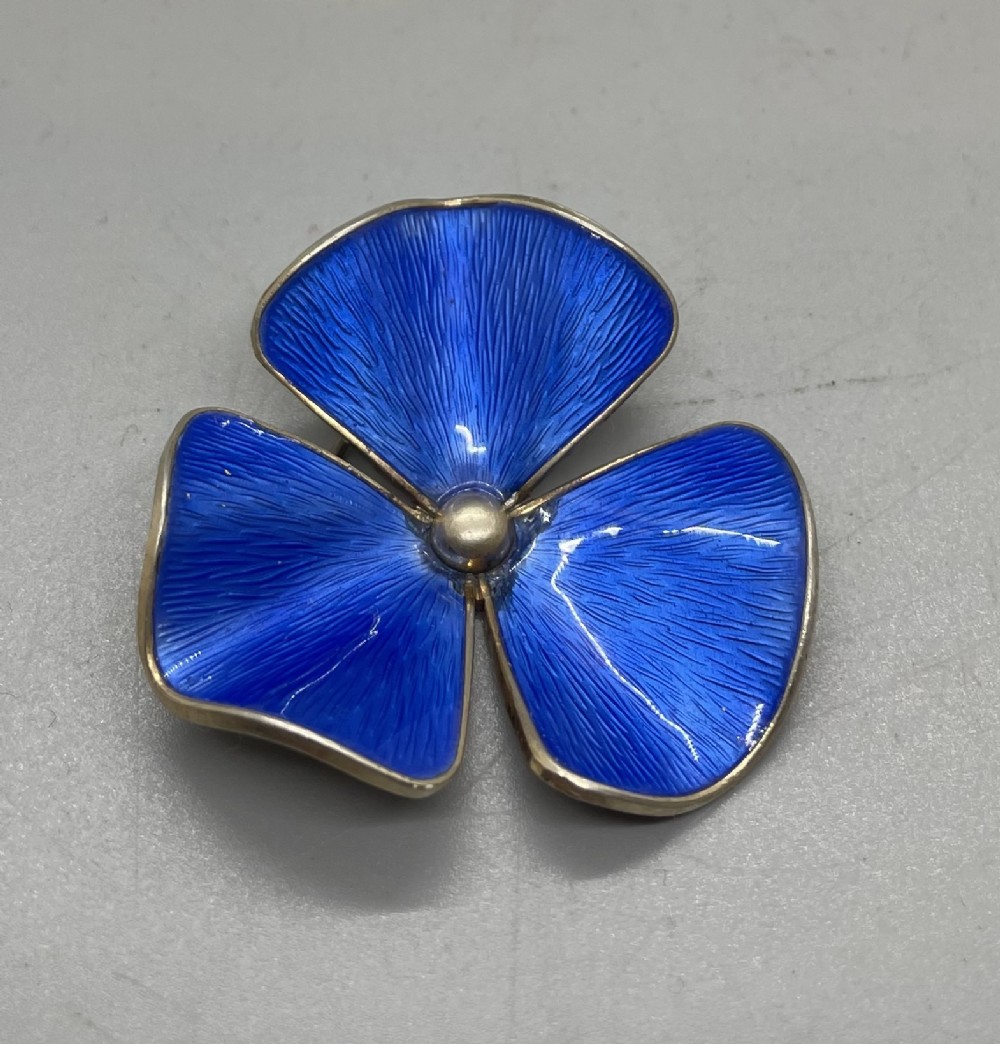 Vintage Norwegian silver gilt enamel brooch c1960