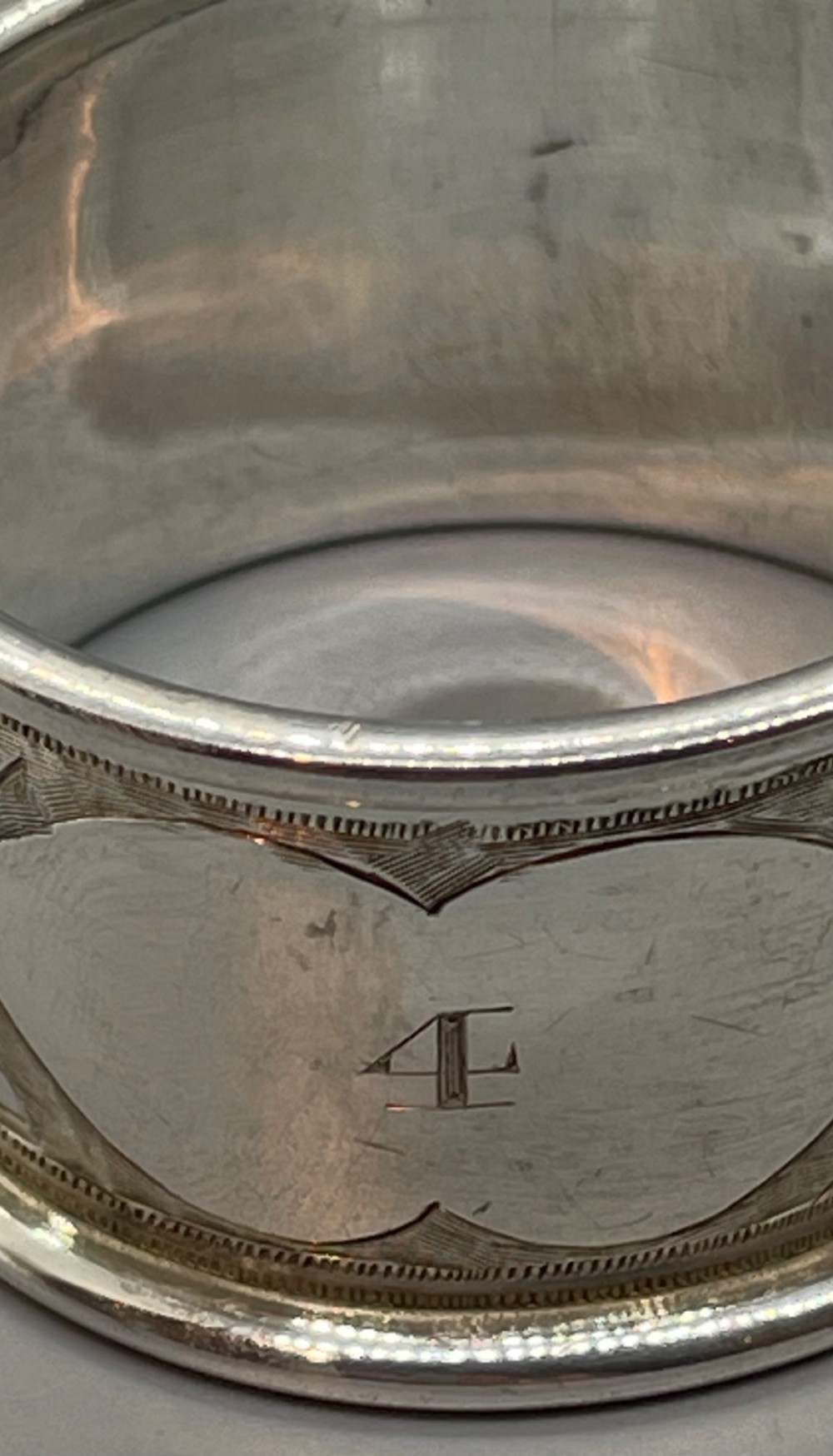 Edwardian set 4 silver numbered napkin rings Sheffield 1904 View IX