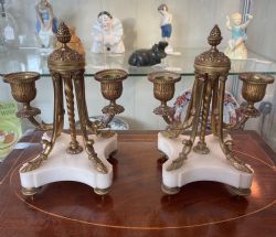 PAIR FRENCH 19THC ORMOLU AND ALABASTER CANDELABRA CC1880