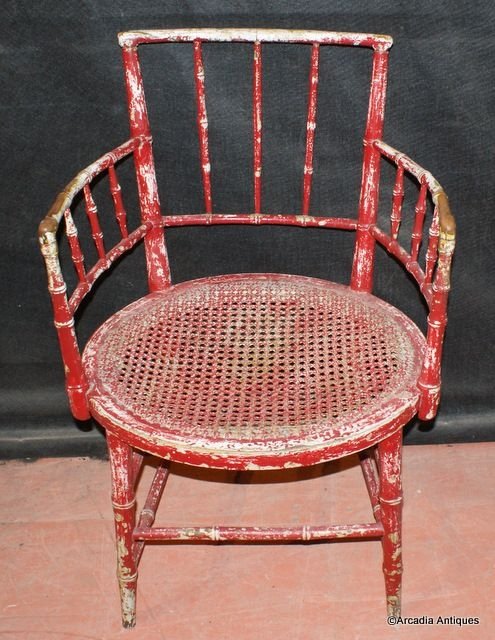 Red Faux Bamboo Side Chair