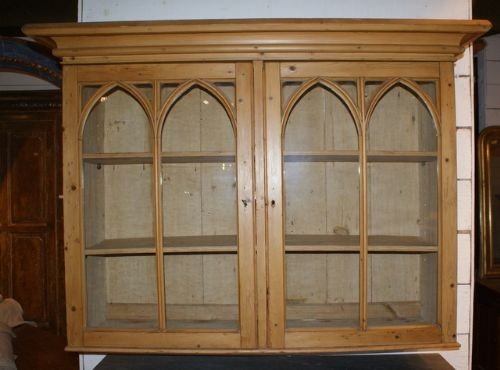 Victorian Gothic Pine Hanging Cupboard