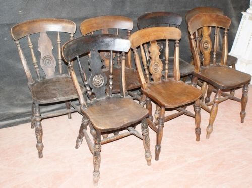 Set of 7 Bull Eye Kitchen Chairs
