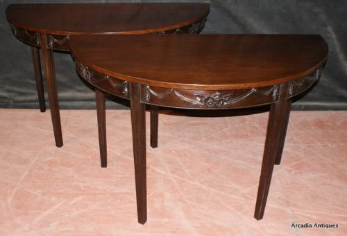Pair of Georgian Demi Lune Console Tables