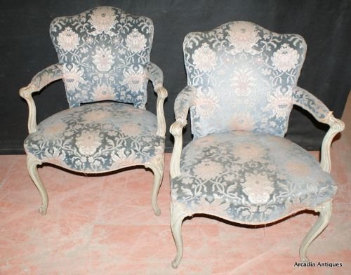 French Painted Fauteuils